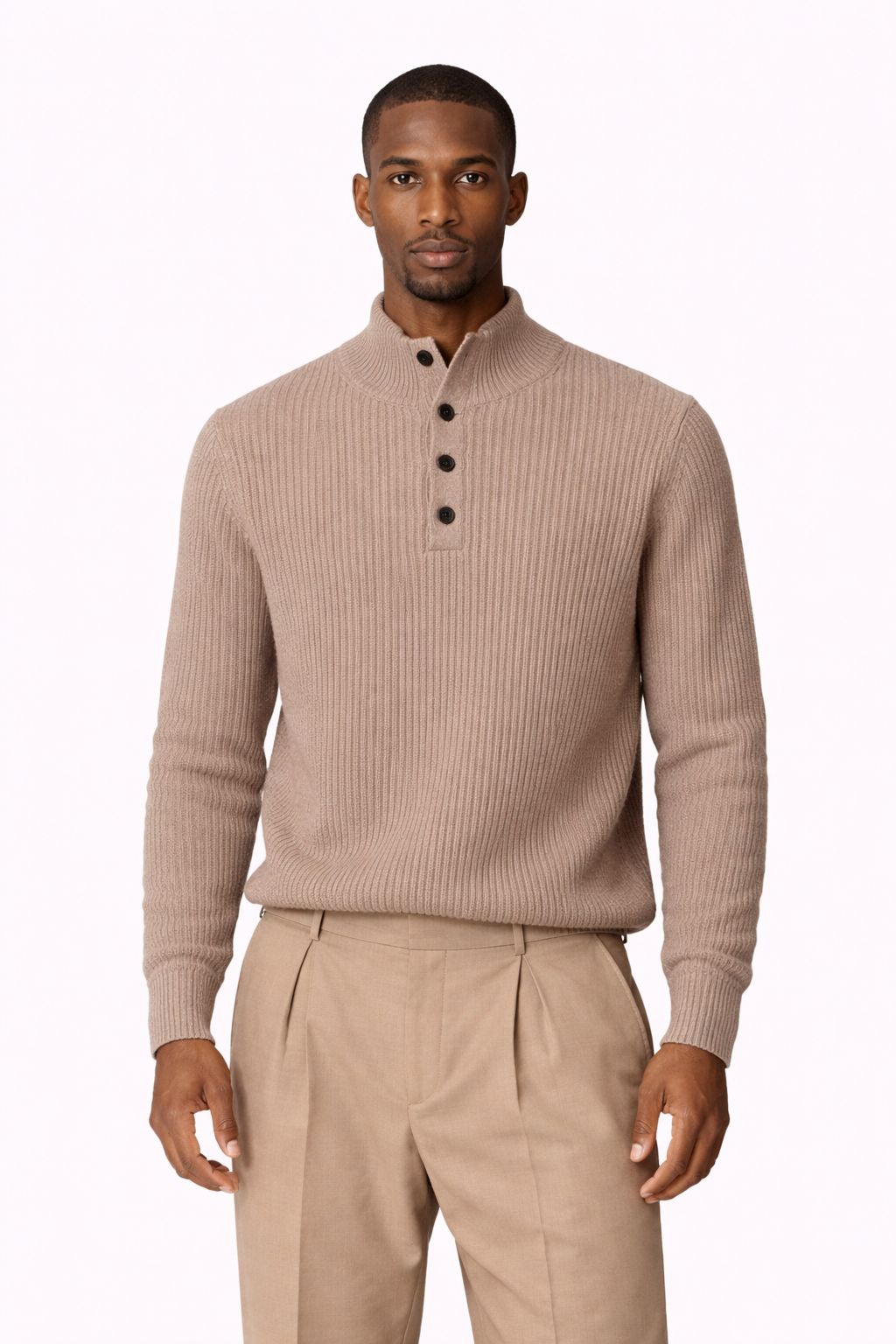 Clevain - Pull à col montant boutonné