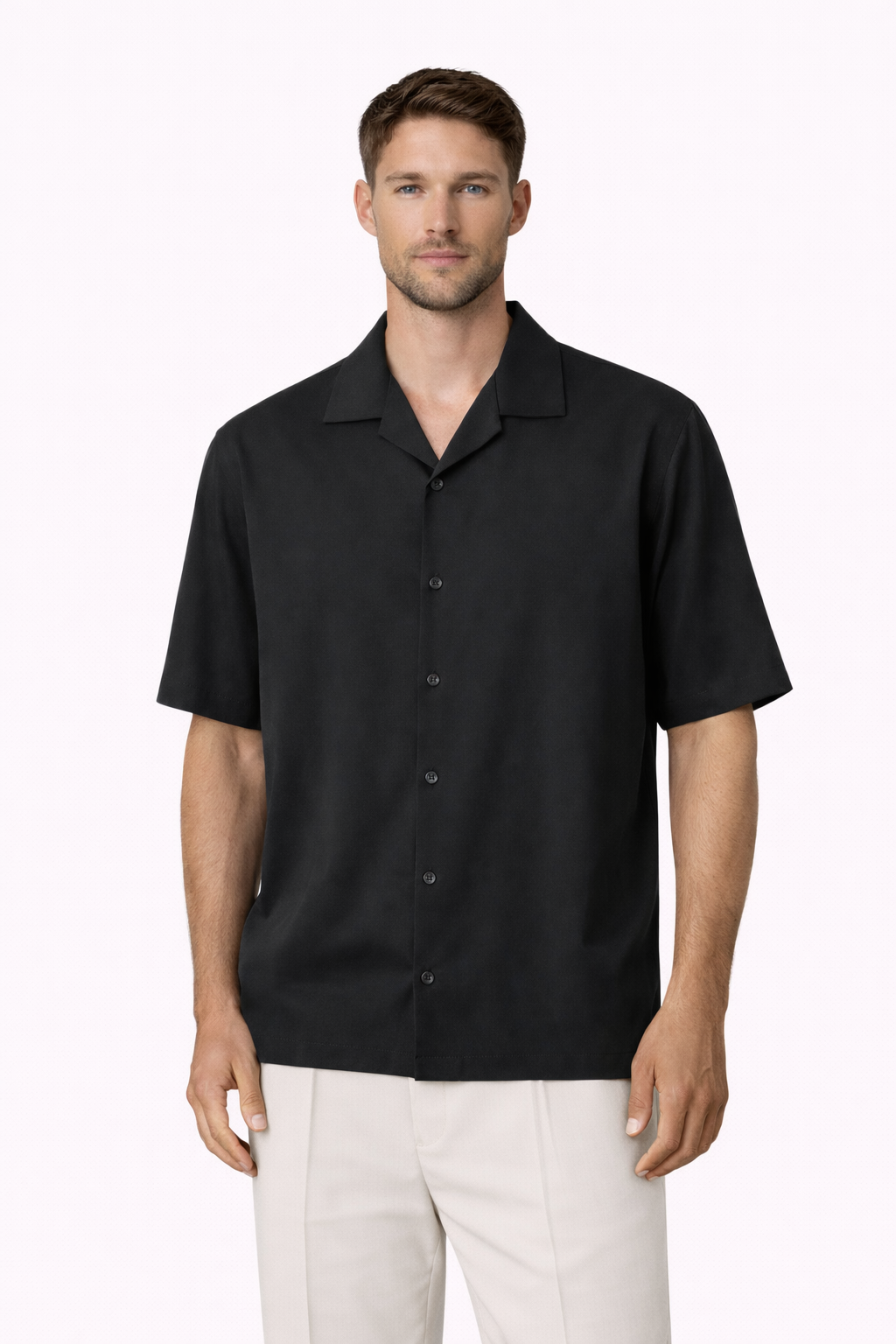 Chemise Clevain - Col cubain rétro à manches courtes