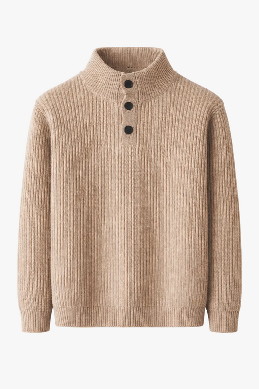 Clevain - Pull à col montant boutonné