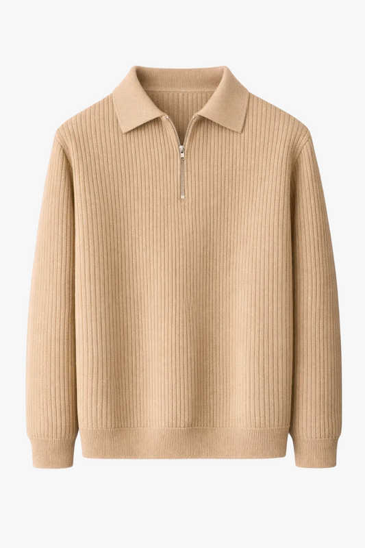 Clevain - Pull en maille à demi-zip rétro