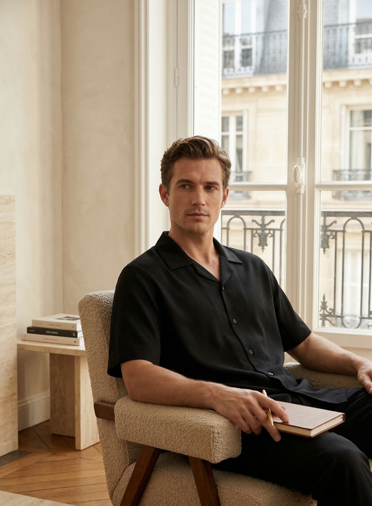 Chemise Clevain - Col cubain rétro à manches courtes