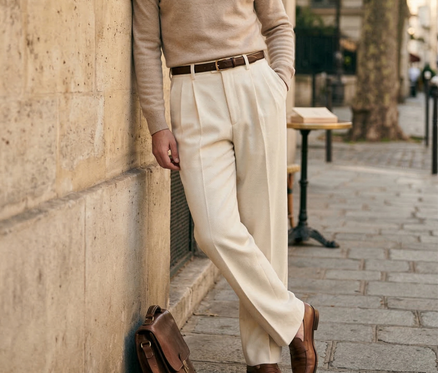 Clevain - Pantalon large taille haute en laine