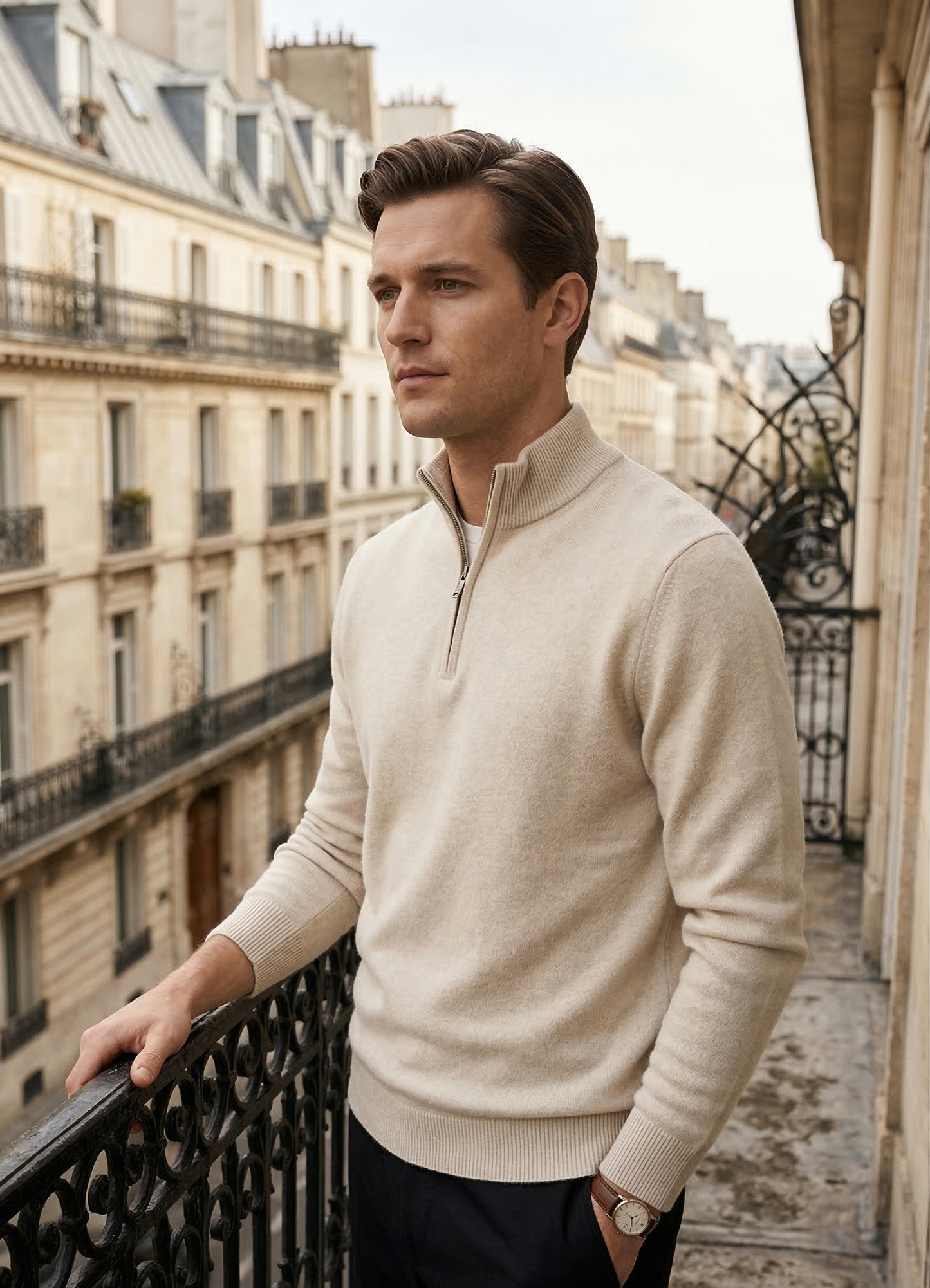 Clevain - Pull en maille doublé polaire décontracté